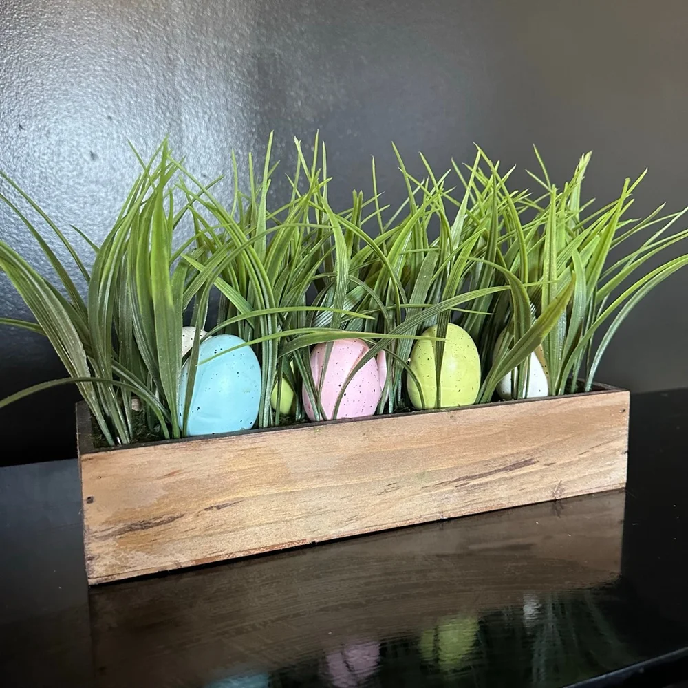 Modern. Southern. Home. Holiday Decor Green Brown Easter Grass Eggs
